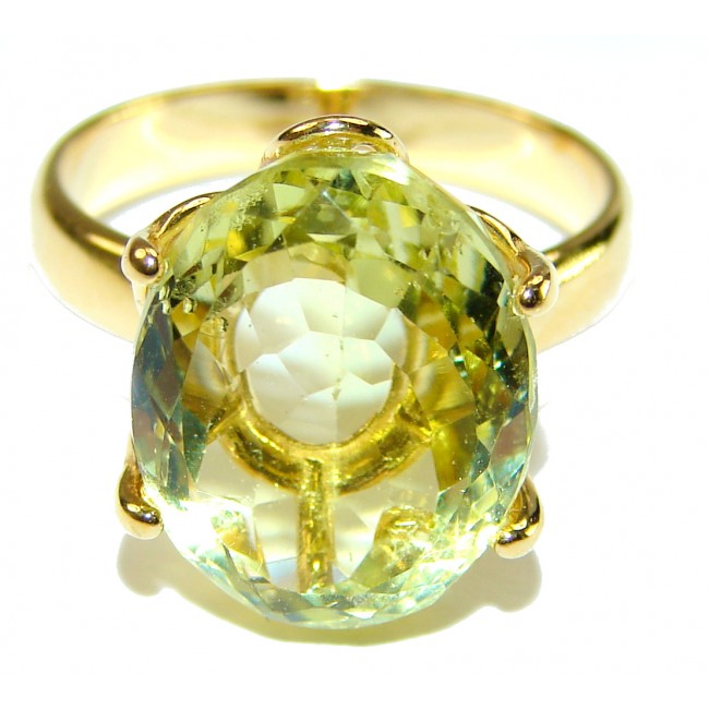 Authentic Citrine 14k Gold over .925 Sterling Silver handmade Cocktail Ring s. 7