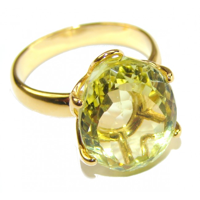 Authentic Citrine 14k Gold over .925 Sterling Silver handmade Cocktail Ring s. 7