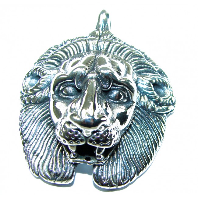 Sterling Leo's head .925 Silver Bali handmade Pendant