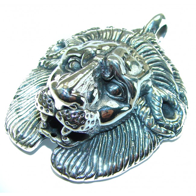 Sterling Leo's head .925 Silver Bali handmade Pendant