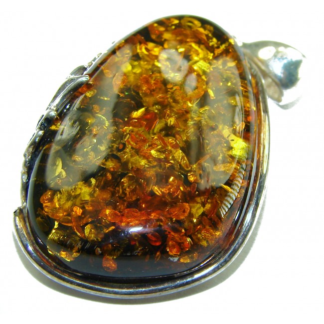 Vintage Beauty authentic Baltic Amber .925 Sterling Silver handcrafted pendant