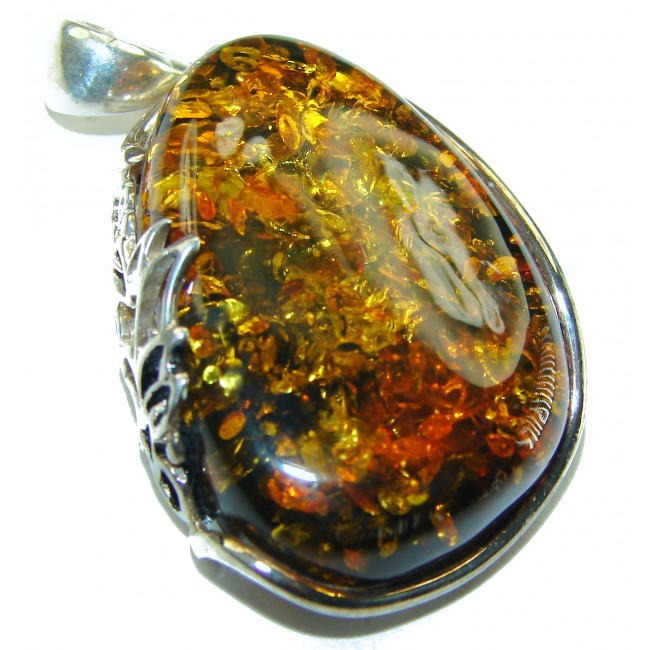 Vintage Beauty authentic Baltic Amber .925 Sterling Silver handcrafted pendant