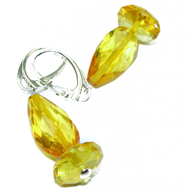 Faceted authentic Baltic Amber .925 Sterling Silver Earrings