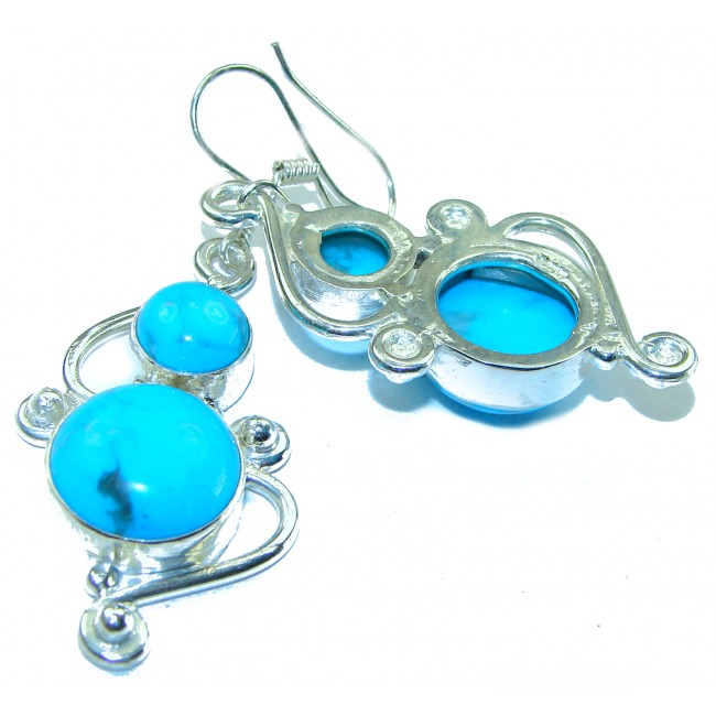 Solid Blue Turquoise .925 Sterling Silver earrings