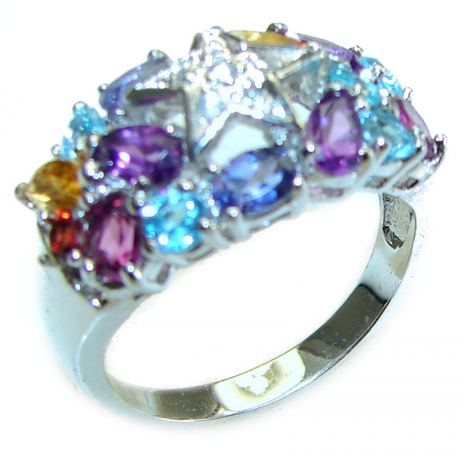 4.5 carat Sapphire .925 Sterling Silver handmade Ring s. 7