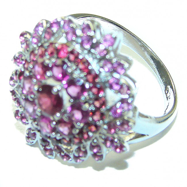 Blooming Garden Authentic Garnet .925 Sterling Silver handcrafted Ring size 8 3/4