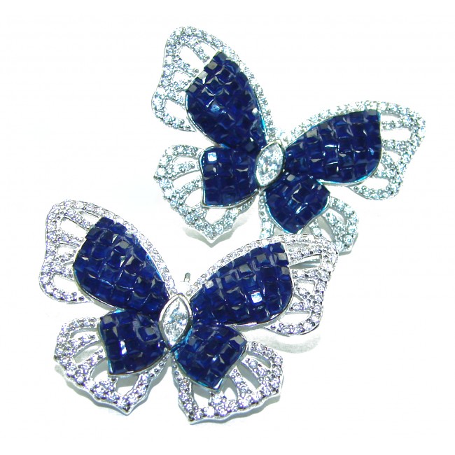 Magnificent Jewel Sapphire Butterflies .925 Sterling Silver handcrafted incredible earrings