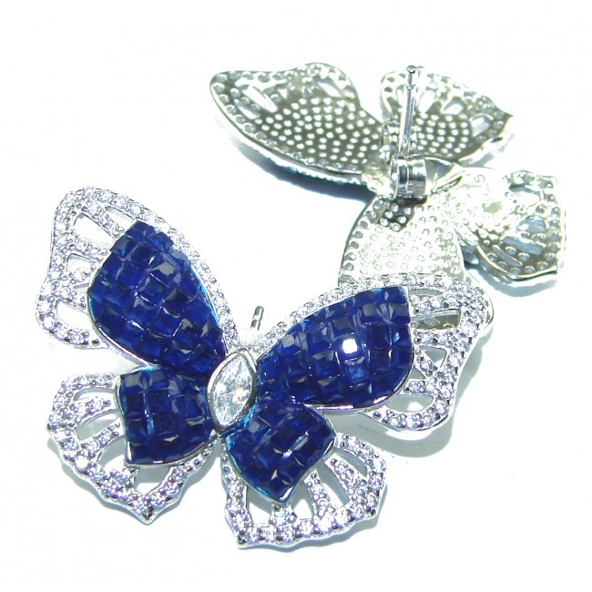 Magnificent Jewel Sapphire Butterflies .925 Sterling Silver handcrafted incredible earrings