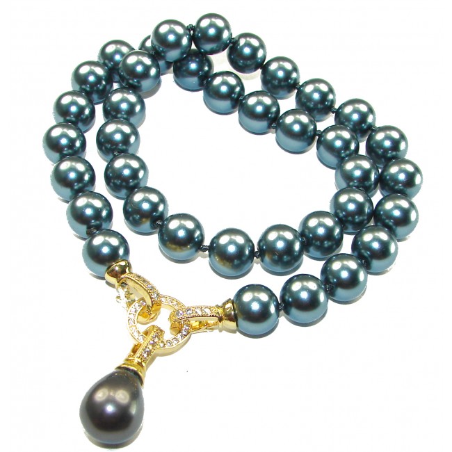 Vintage Beauty Dark Grey Freshwater Pearl 14K Gold over .925 Sterling Silver handcrafted Necklace