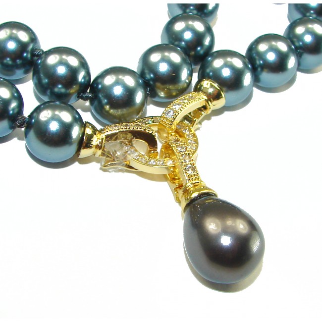 Vintage Beauty Dark Grey Freshwater Pearl 14K Gold over .925 Sterling Silver handcrafted Necklace