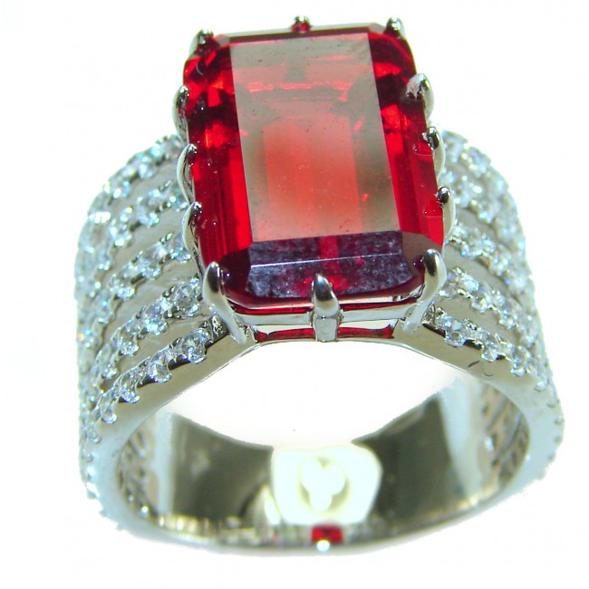 Red Passion incredible Deep Red Topaz .925 Sterling Silver handmade Ring s. 7