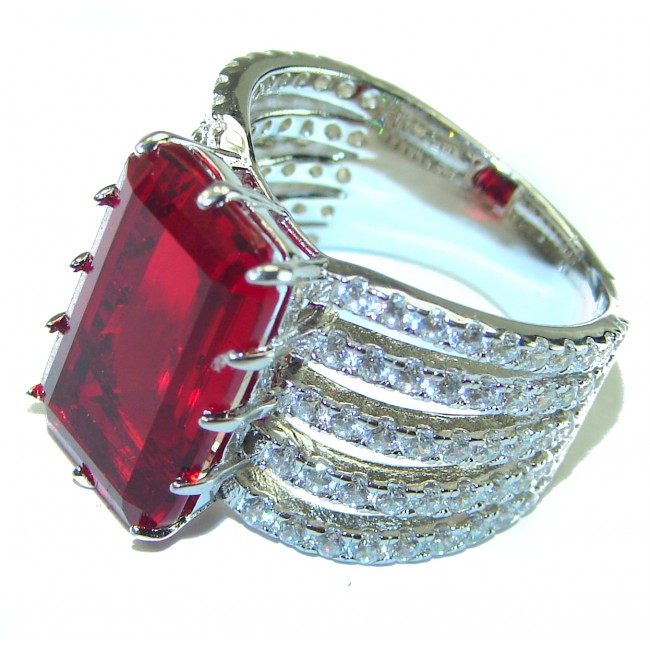 Red Passion incredible Deep Red Topaz .925 Sterling Silver handmade Ring s. 7