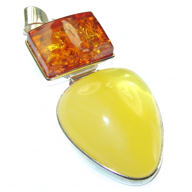 Large Vintage Beauty authentic butterscotch Baltic Amber .925 Sterling Silver handcrafted pendant