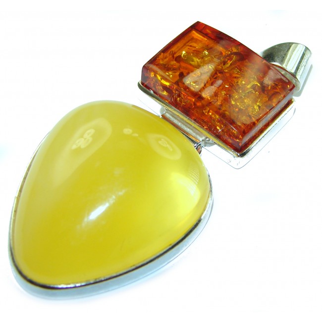 Large Vintage Beauty authentic butterscotch Baltic Amber .925 Sterling Silver handcrafted pendant