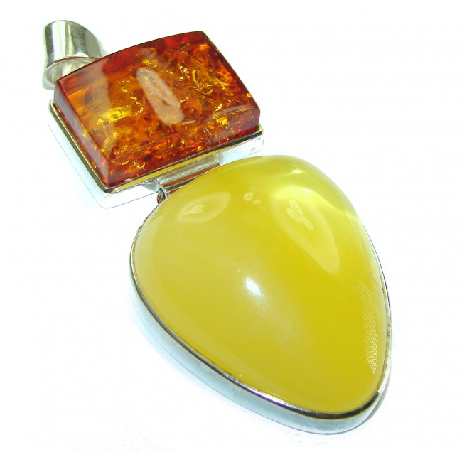 Large Vintage Beauty authentic butterscotch Baltic Amber .925 Sterling Silver handcrafted pendant