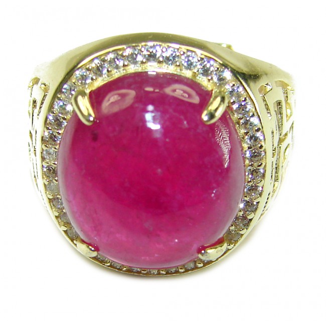 Bright Treasure Ruby Gold over .925 Sterling Silver handmade Ring size 8 adjustable