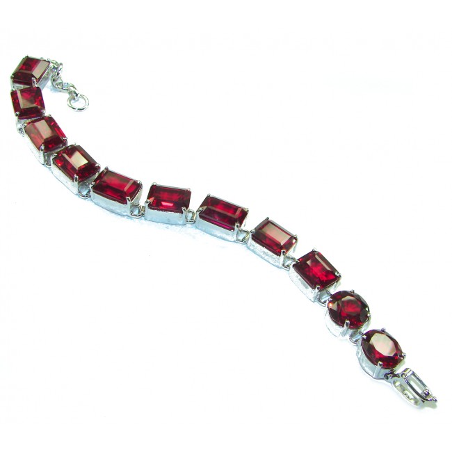 The Crimson Flame Red Topaz .925 Sterling Silver handcrafted Bracelet