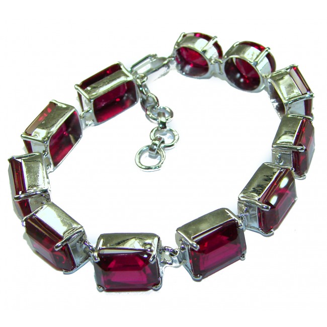 The Crimson Flame Red Topaz .925 Sterling Silver handcrafted Bracelet