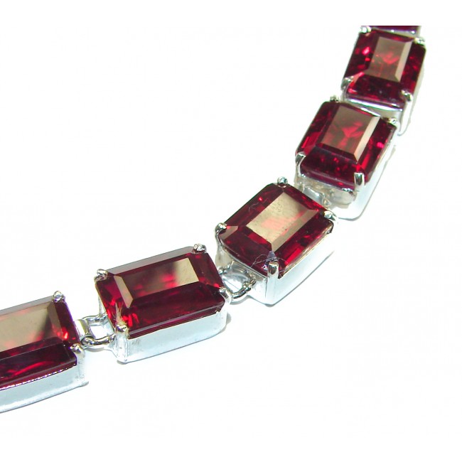 The Crimson Flame Red Topaz .925 Sterling Silver handcrafted Bracelet