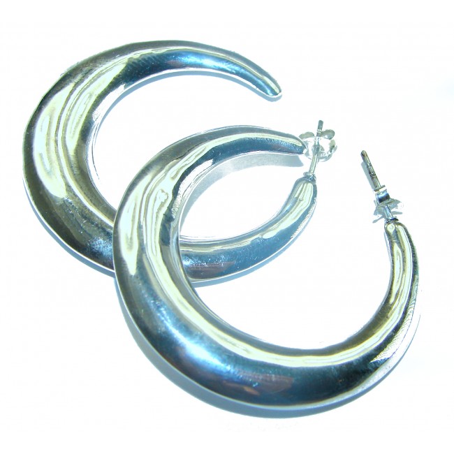 Huge .925 Sterling Silver handmade Bali made Hoop Earrings