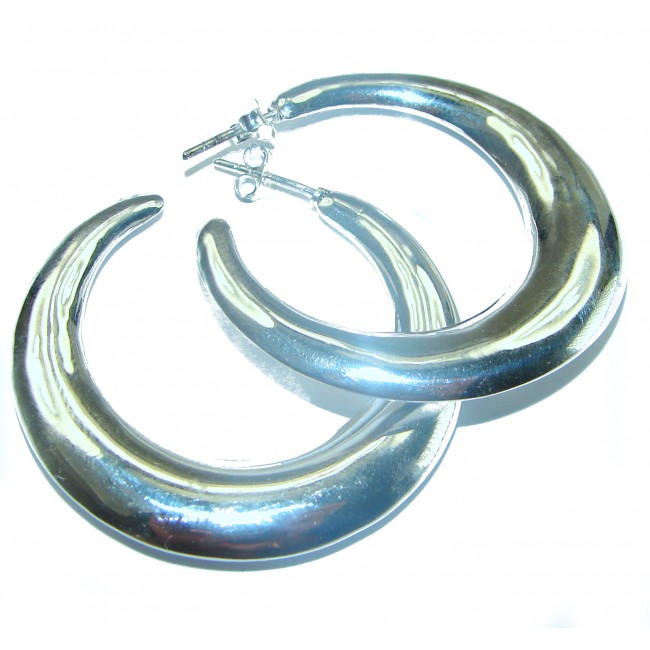 Huge .925 Sterling Silver handmade Bali made Hoop Earrings