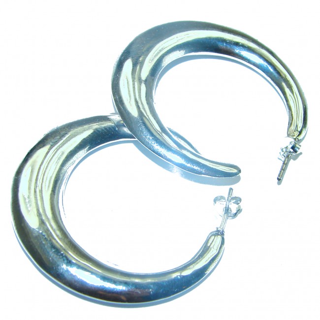 Huge .925 Sterling Silver handmade Bali made Hoop Earrings