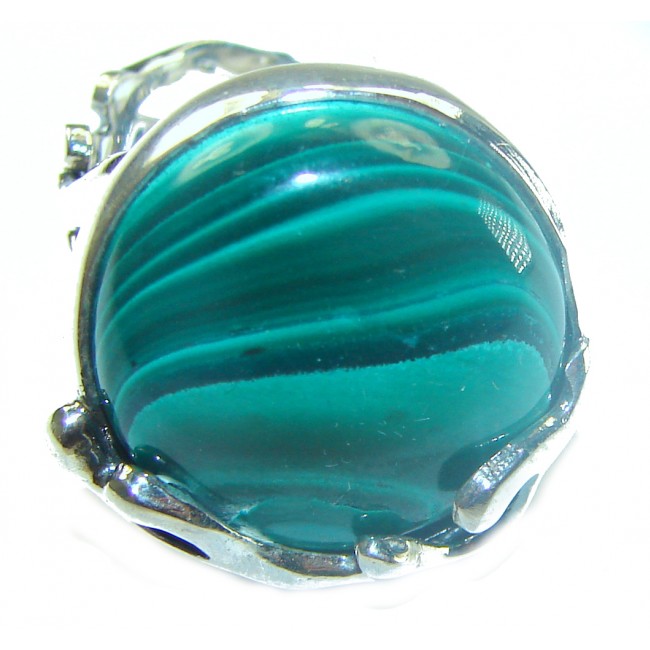 Green Beauty Malachite .925 Sterling Silver handcrafted ring size 7