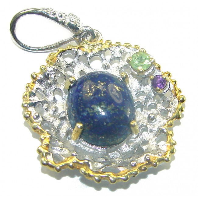 Magical Aurora Lapis Lazuli .925 Sterling Silver handcrafted Pendant