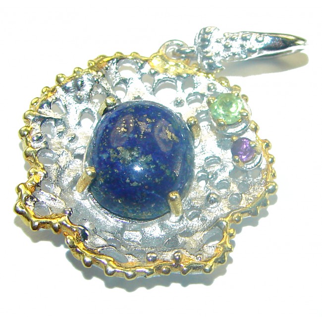 Magical Aurora Lapis Lazuli .925 Sterling Silver handcrafted Pendant