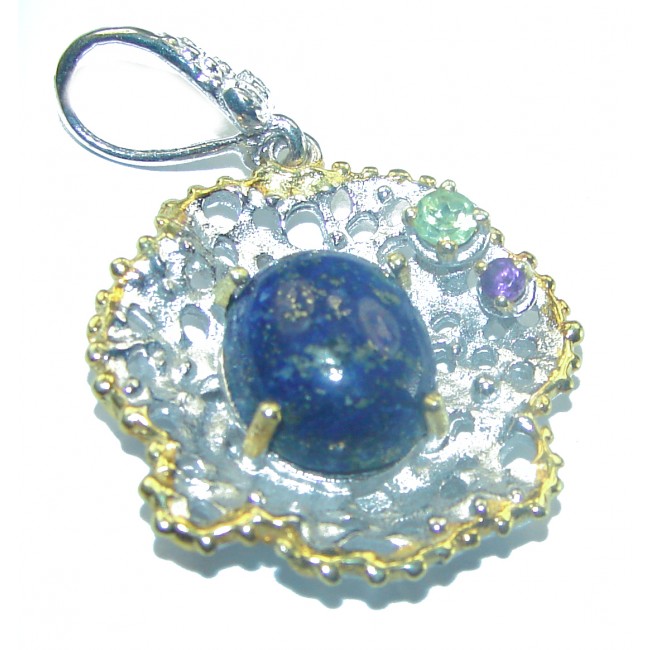 Magical Aurora Lapis Lazuli .925 Sterling Silver handcrafted Pendant