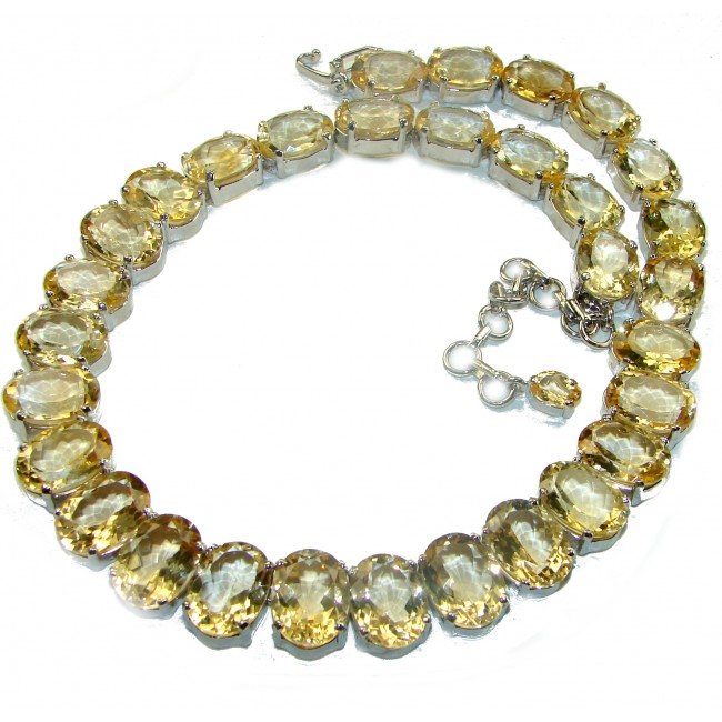 Bernadette Italy made Luxurious Lemon Quartz .925 Sterling Silver handmade necklace