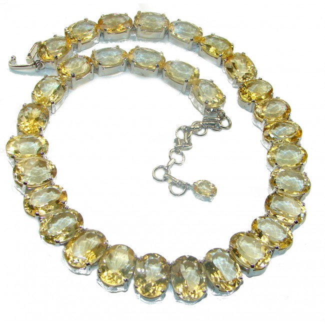 Bernadette Italy made Luxurious Lemon Quartz .925 Sterling Silver handmade necklace