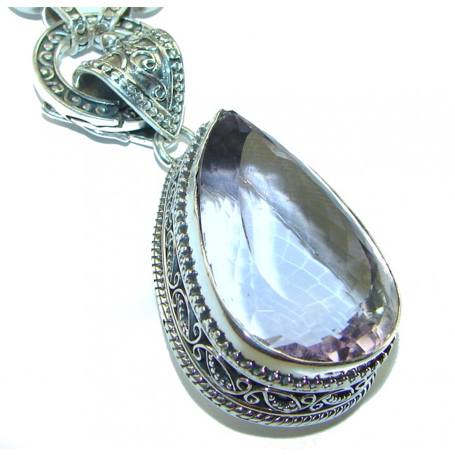 Outstanding Pink Amethyst .925 Sterling Silver handcrafted Statement necklace