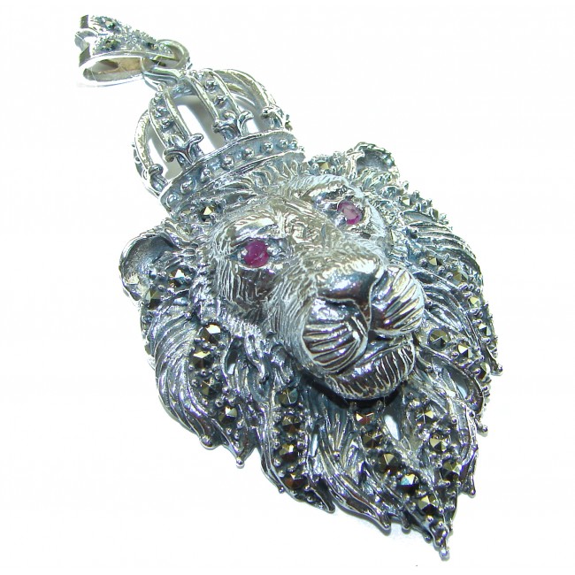 Sterling King Leo's head .925 Silver Bali handmade Pendant