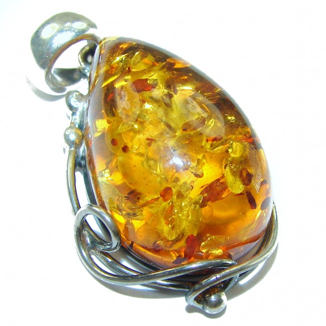 Vintage Beauty authentic Baltic Amber .925 Sterling Silver handcrafted pendant