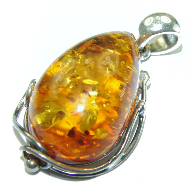 Vintage Beauty authentic Baltic Amber .925 Sterling Silver handcrafted pendant