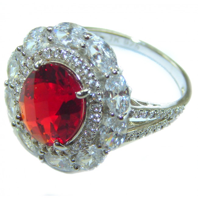 Mesmerizing Vivid Red Ruby .925 Sterling Silver handcrafted Ring size 8