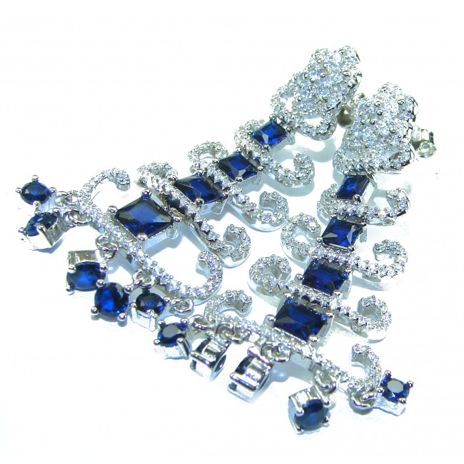 Endless Love incredible Sapphire .925 Sterling Silver handcrafted earrings