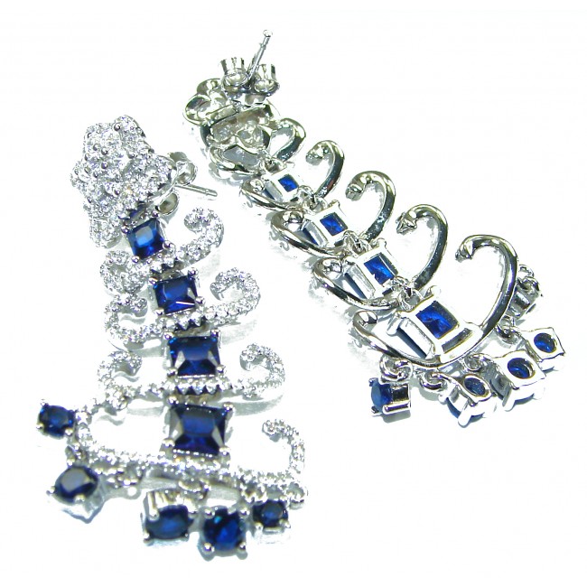 Endless Love incredible Sapphire .925 Sterling Silver handcrafted earrings