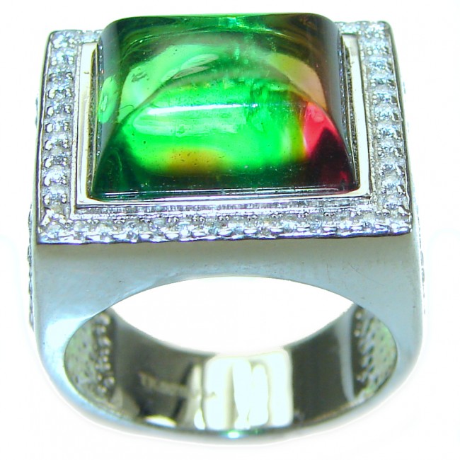 Stunning 26.5 carat Brazilian Tourmaline .925 Sterling Silver Perfectly handcrafted Ring s. 8