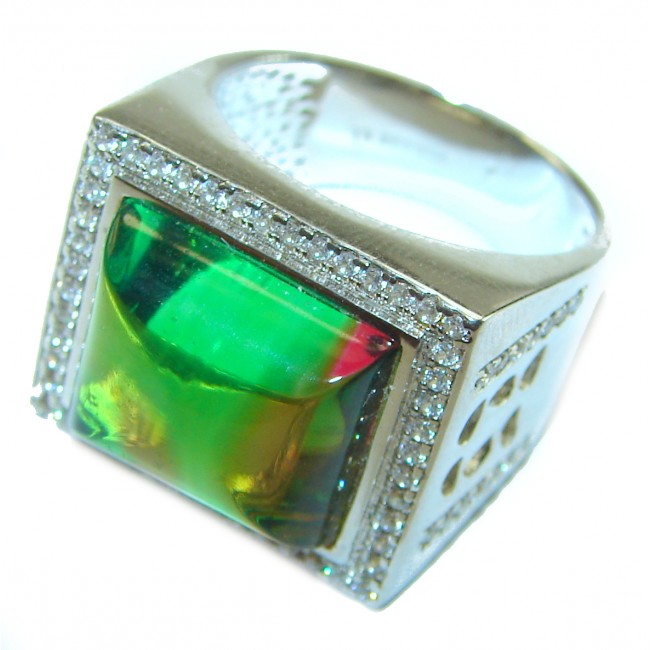 Stunning 26.5 carat Brazilian Tourmaline .925 Sterling Silver Perfectly handcrafted Ring s. 8