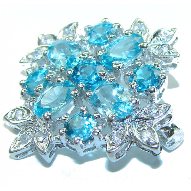 Swiss Blue Topaz .925 Sterling Silver handmade Pendant Brooch