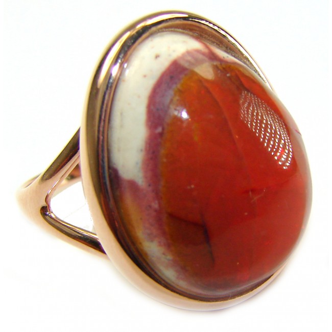 Bonfire Night best quality Mexican Opal 14K Rose Gold over .925 Sterling Silver handmade ring 8