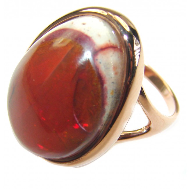 Bonfire Night best quality Mexican Opal 14K Rose Gold over .925 Sterling Silver handmade ring 8