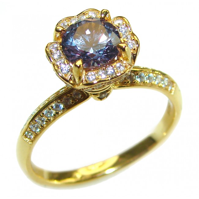 4.2 carat Alexandrite 14K Gold over .925 Sterling Silver handmade ring s. 7 1/2