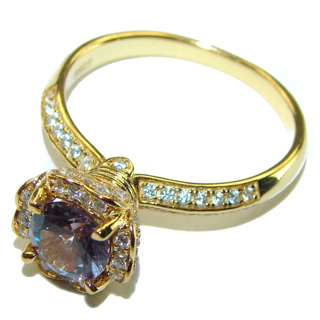 4.2 carat Alexandrite 14K Gold over .925 Sterling Silver handmade ring s. 7 1/2