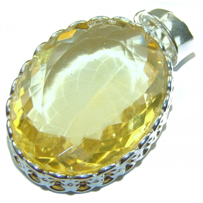 Authentic Golden Lemon Quartz .925 Sterling Silver handmade Pendant