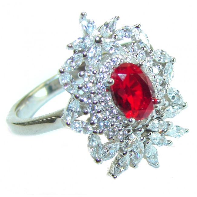 Royal Red Ruby .925 Sterling Silver handcrafted Ring size 8