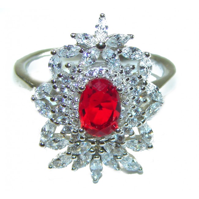 Royal Red Ruby .925 Sterling Silver handcrafted Ring size 8