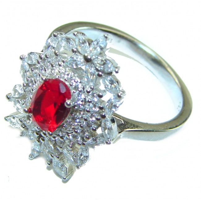 Royal Red Ruby .925 Sterling Silver handcrafted Ring size 8